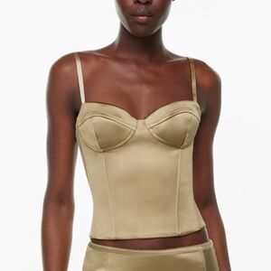 Aritzia Gold Dazzle Satin Bustier Corset Top